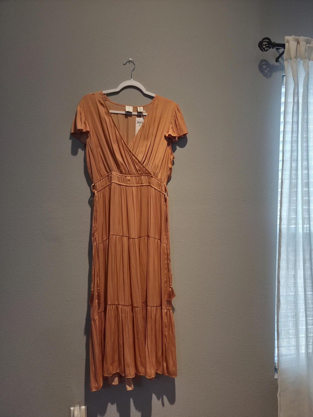 Joie Rust-Orange Midi Wrap Dress